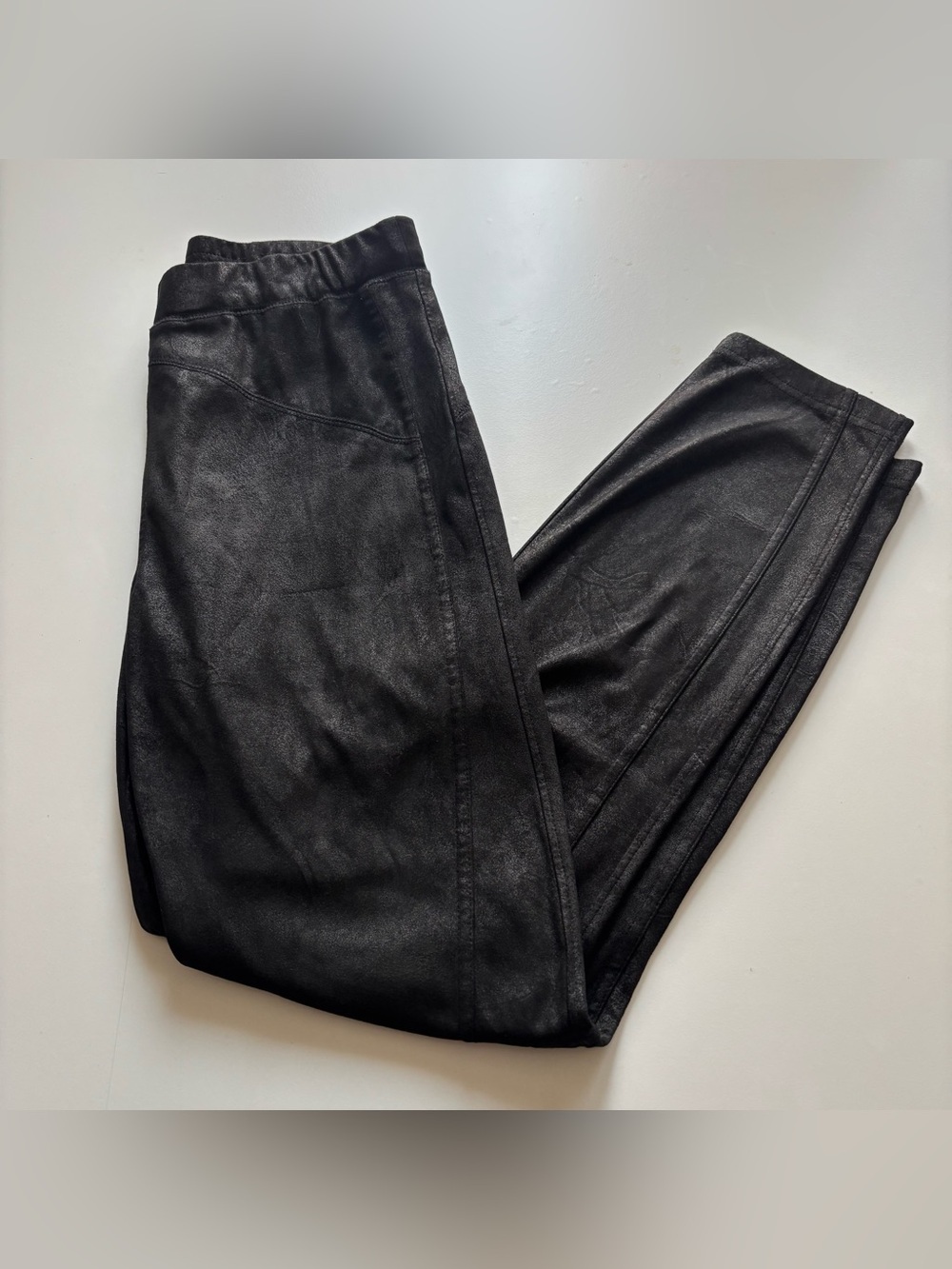 Free People faux suede black leggings Small ankle length moto edgy grunge goth - Picture 10 of 15